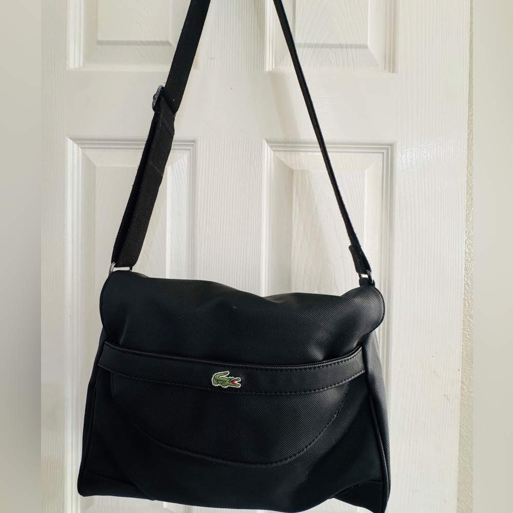 Lacoste Black Messenger/Sling/Crossbody Bag- Unisex